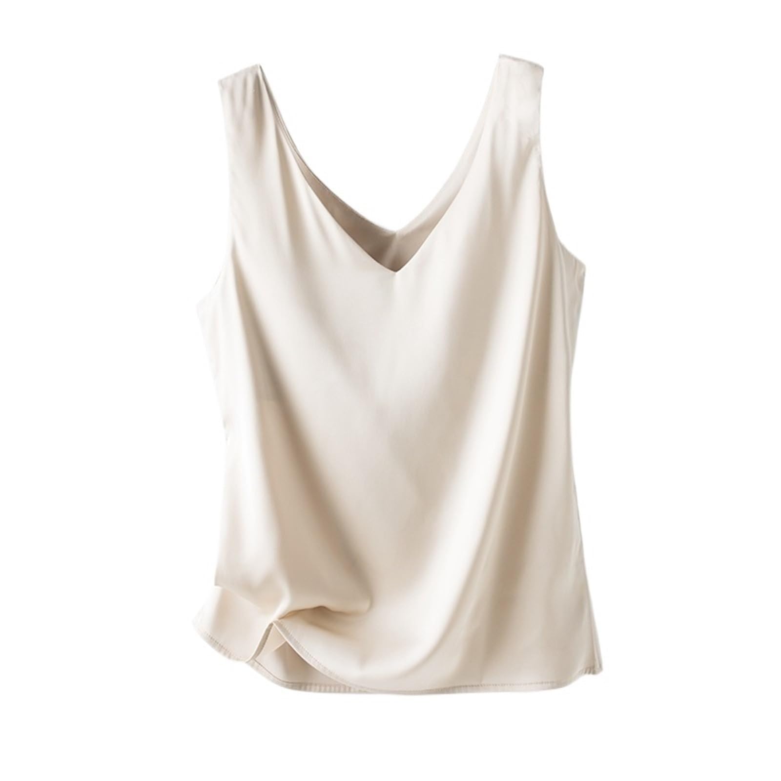 Camisolas Mujer Chaleco de Tirantes de Seda for Mujer, de satén Liso, Estilo Jersey Salvaje de Primavera, con Escote en V Interior Delantero y Trasero, Fino for Verano