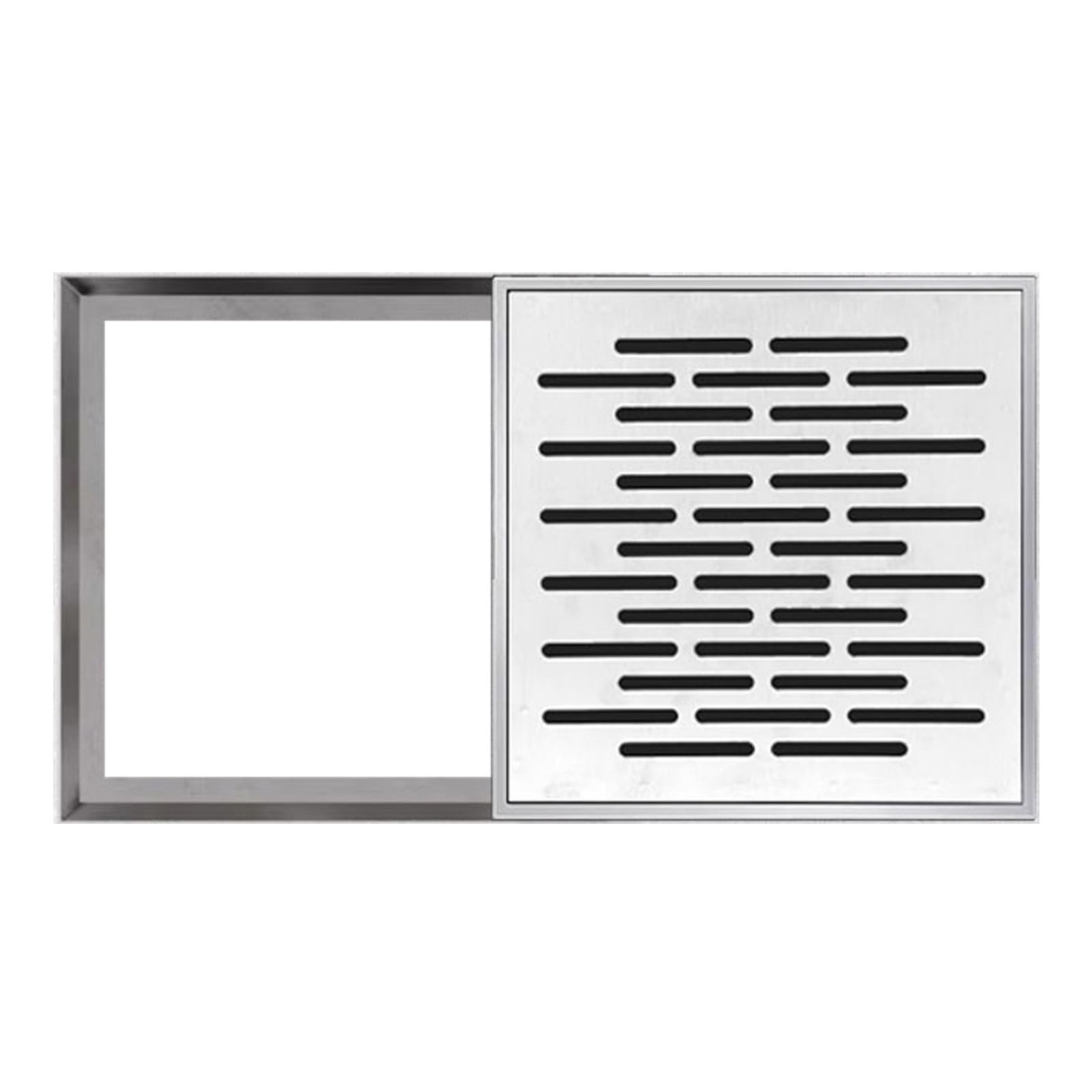 WQPMNYG Invisible Manhole Cover & Frame, Recessed Square Stainless Steel Sewage Drainage Cover, Quick Drainage System for Yard & Pavement, 30x30cm/12x12in