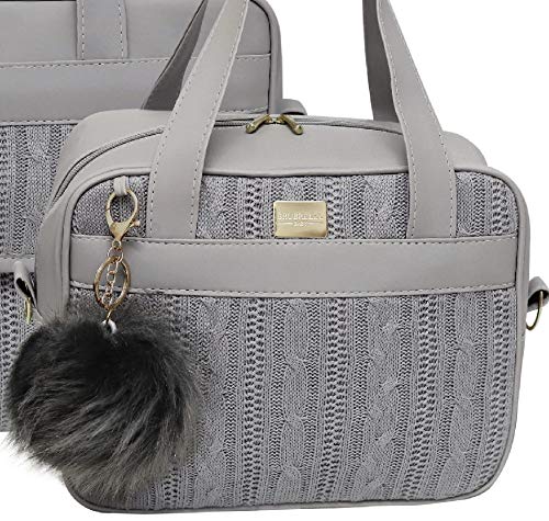 Conjunto de Bolsas Maternidade Tricot Lovers Cinza 2 Peças