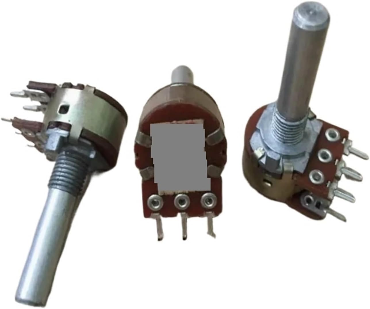 1 piece RK16 Dual Potentiometer B100KX2 with Stepper Shaft Length 25mm, Threaded Round Shaft