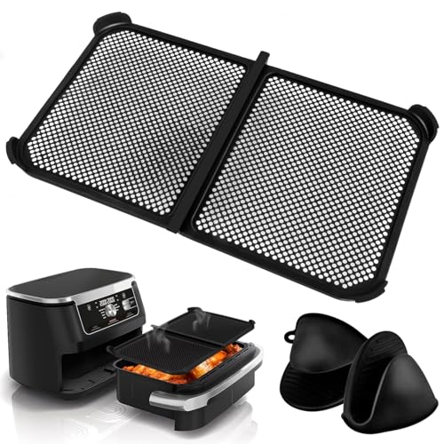 MAOOY Spritzschutz Heißluftfritteuse Zubehör für Ninja 10 4L AF500EU Airfryer Silikonform für Ninja Foodi Flexdrawer 10.4l Wiederverwendbar Airfryer Zubehör mit Isolierten Ofenhandschuhe