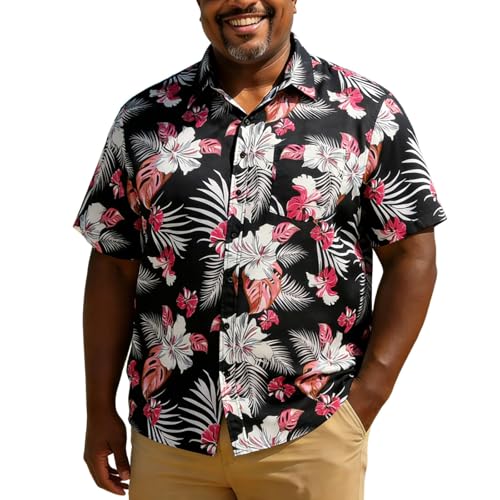 T shirt blanc homme et chemise hawaienne grande taille pour l'été