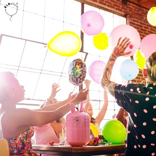 Bouteille d'hélium 50 ballons rose B&Helium pour décoration