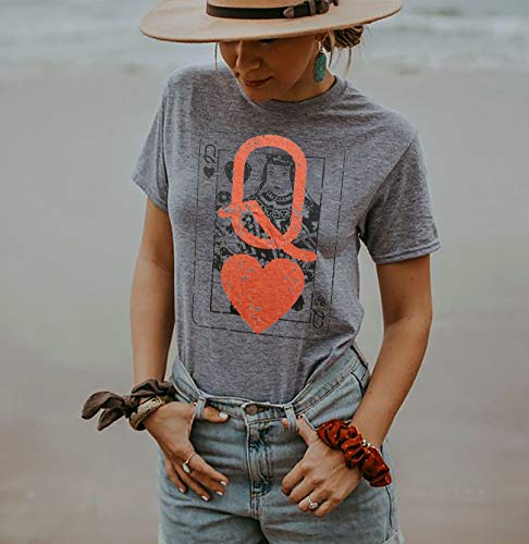 Q of Hearts T-Shirt Women Vintage Country Music Graphic Tee Casual Letters Print Short Sleeve Tops3