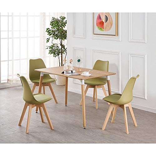 Table et 4 chaises P & N Homewares® modèle Lorenzo - Style scandinave rétro et moderne - Table en bois marron - Pour la salle à manger