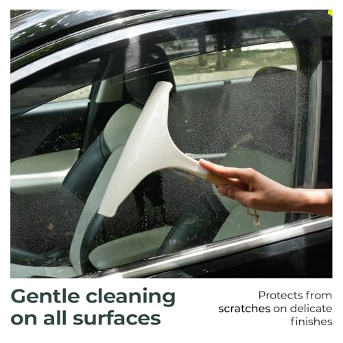 Image of Lifelong Silicone Wiper with Wooden Handle | Kitchen, Bathroom, Dining Tables, Car Windows Cleaning Tool | Instant Dry Surface Squeegee | Superior Water Removal Glass Tile Cleaner