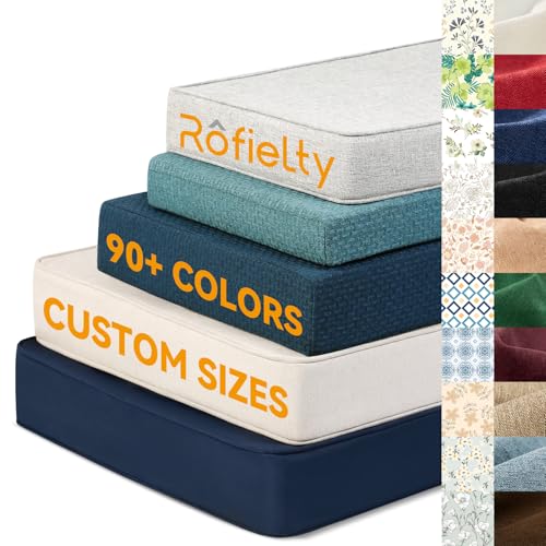 ROFIELTY Cojín para Banco con Borde Acolchado   Cojín Banco Exterior/Interior para Columpios, Ventanales, Bancos de Piano   Lazos Ajustables, Base Antideslizante (Talla/Color Personalizada) Grosor 5cm