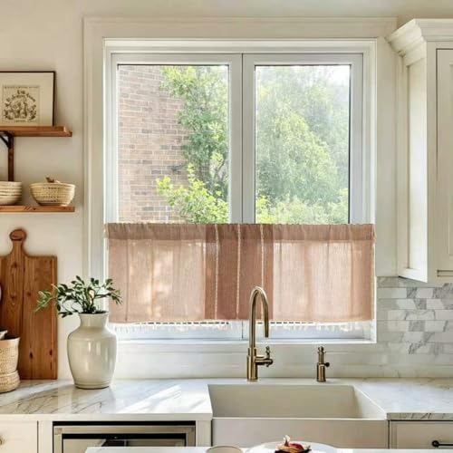 Sutuo Home Boho Short Curtain Valance for Kitchen Window Curtains Over Sink