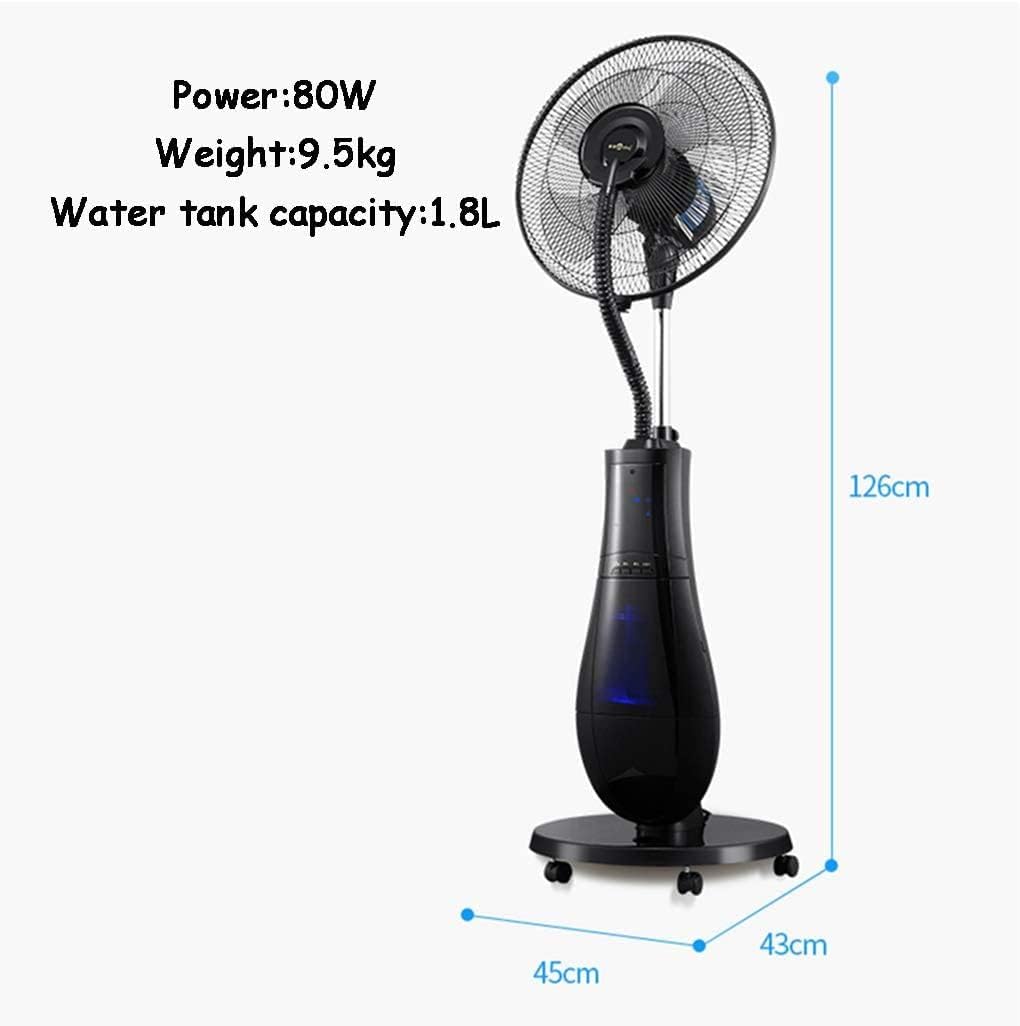Pedestal Tower Fan Misting Fan with Oscillating Cooling Mist LED Display Mobile Silent Negative Ion Humidifier Remote Control for Home Office Mobile Atomization Fan