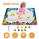 Water Drawing Mat for Kids, Play Pad Educational Gifts Developmental Toys Coloring Water Magic Mats Scribble Board Pad Painting Markers for Baby Toddler with Pens