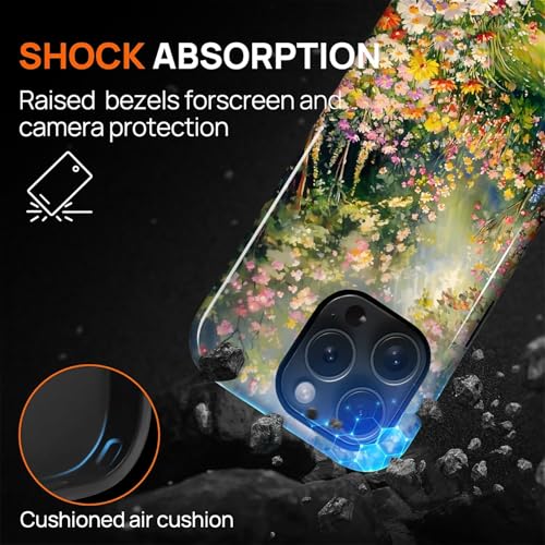 Case for iPhone 16 Pro, Shockproof Hybrid Protective Phone Case, Dual-Layer Drop Protection Anti-Scratch, Floral Sunlit - image 4