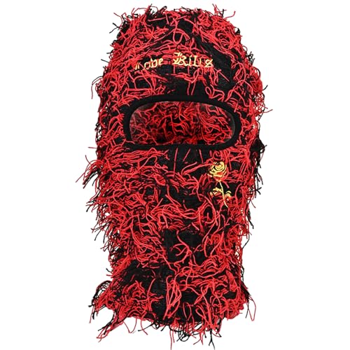 Balaclava de punto cálida para hombres y mujeres, gorro tejido, bordado, letra, resistente al viento, gorro con capucha para andar en moto, esquiar miniatura 1