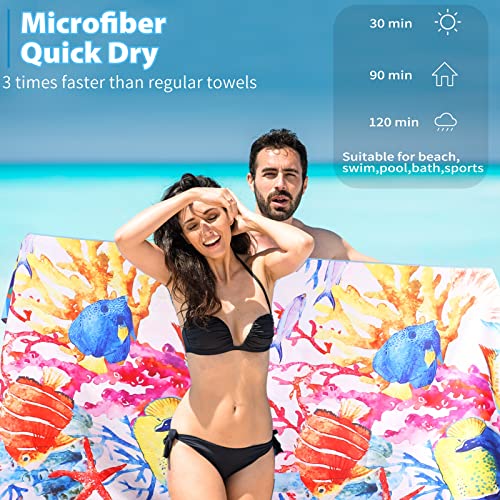 Microfiber Ligthweight Beach Towel Thin Quick Dry Super Absorbent Oversized Large Sand Free Towels For Travel Sports Pool Swimming Bath Camping Beach Accessories Vacation Essential Gift #TOP3