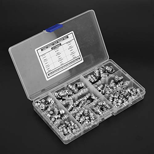 Kits de surtido de accesorios de engrasador de acero Zerk, 115 piezas rectos y de 90 grados y 45 grados M6 M8 M10 engrasador de engrasador Zerk