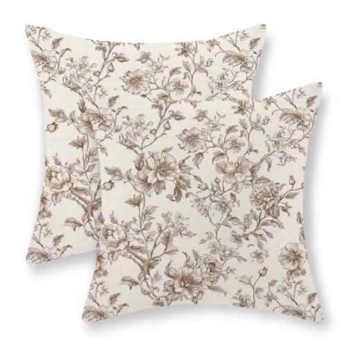GOLIANDA Brown Pillow Covers 18x18 Set of 2 Brown...