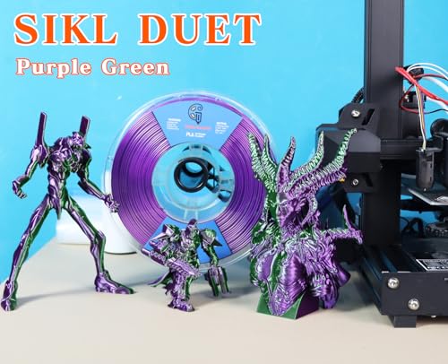 Image of Goto Guard Dual Color PLA Silk PLA Filament, Purple Green Dual Color PLA Filament, Multicolor 3D Filament for Most 3D Printer, 3D Printing PLA Filament 1.75mm 1KG(2.2lbs)