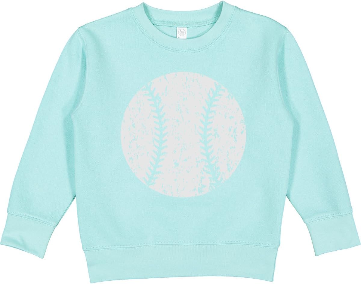 inktastic Distressed Baseball in White Toddler Sweatshirt