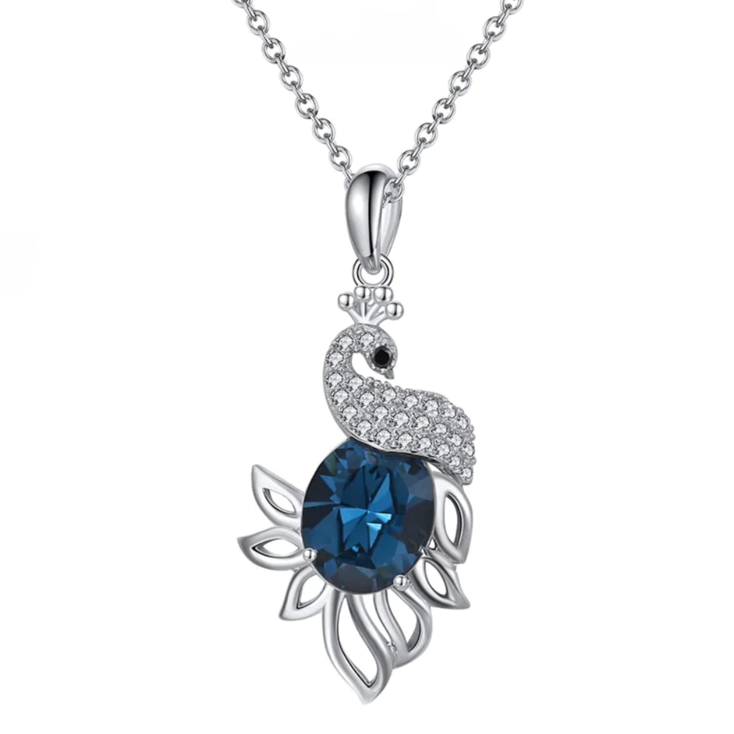 FABUNORA 925 Sterling Silver chain Pendant & Swarovski Crystal Peacock Necklace Gift For Self, Necklace For Girls With Message Card, (B0BRXZQ511) Amazon Price History, Amazon Price Tracker