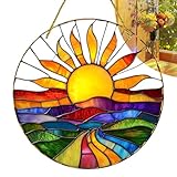 Sonnenfänger Kristall,Farbglas Glas hängende Ornamente,Boho Stil Solarlaterne mit Kette, Dekorativer Kristall Windspiel, Hängende Deko für Gartendekoration im Freien,Wohnzimmer und Schlafzimmer