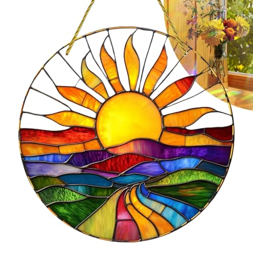 Sonnenfänger Kristall,Farbglas Glas hängende Ornamente,Boho Stil Solarlaterne mit Kette, Dekorativer Kristall Windspiel, Hängende Deko für Gartendekoration im Freien,Wohnzimmer und Schlafzimmer