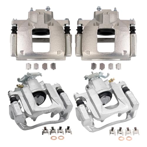 Image of TRQ Front and Rear Brake Caliper Set Zinc Coated Brackets Hardware Compatible with 2008-2016 Chrysler Town and Country 2008-2016 Dodge Grand Caravan 2012-2015 Ram C V 2009-2014 Volkswagen Routan