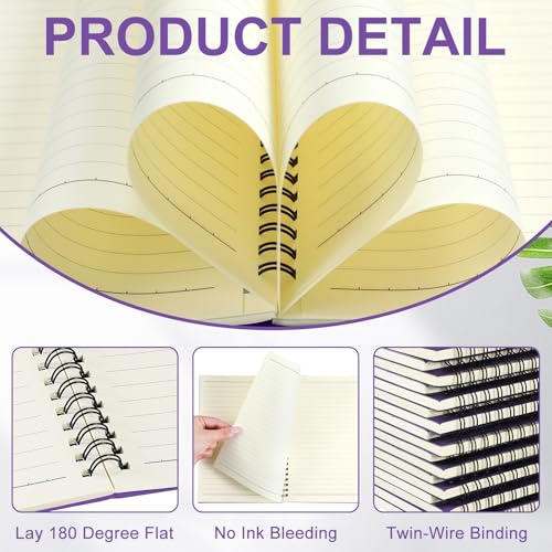 Image of Yahenda 6 Pcs Spiral Notebooks,1 Subject,Wide Ruled, Purple