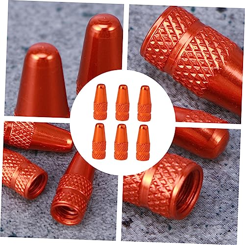 Tapas para válvulas de bicicleta DECHOUS, 2 juegos (12 piezas), aluminio brillante, color naranja, para mejorar la apariencia y prevenir fugas y suciedad miniatura 4