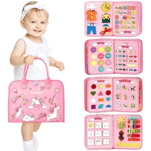 mobumeia Busy Board, Montessori Spielzeug ab 1 Jahr, 8 in 1 Montessori Spielzeug Activity Board Motorikspielzeug & Lernspielzeug für 2 3 4 5 Jahre, Lernspiel als Geschenk für Kinder