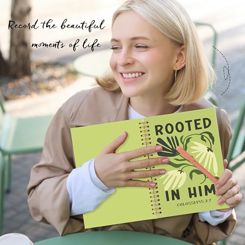 Carnet chrétien rétro vert floral pour écriture et étude biblique - 3