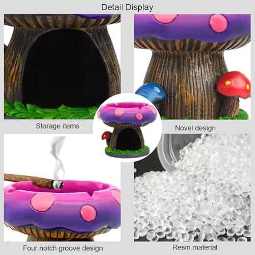 YukaBa Fantastical Mushroom House Ashtrays with Storage - Cool Ashtrays for Weed Smokers and Bong Users with Smoking Accessories Collection - Image 2