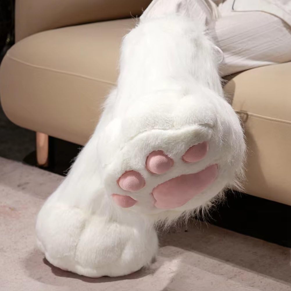 ハンドメイド Fursona 爪ソックス 白 肉球付き 室内用 着ぐるみ Amazon.co.jp: ファースーツ足 肉球 シューズキット ぬいぐるみ ファー