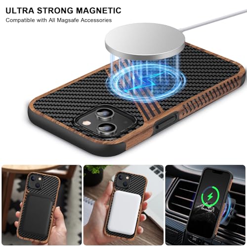 Coque iPhone 13 Mini TENDLIN en bois, carbone et cuir chic compatible MagSafe - 6
