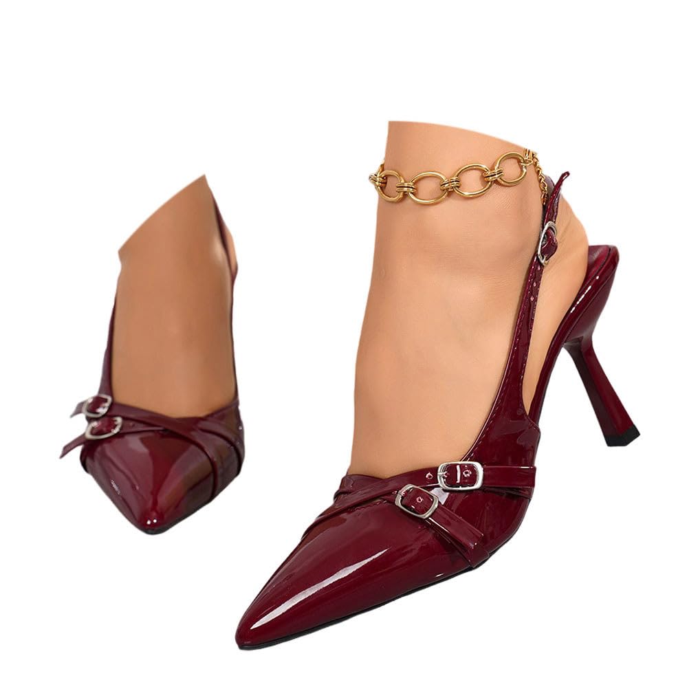 Scarpe Donna Eleganti Slingback Decollete con Tacco Comode Tacchi Spessi da Sposa Festa Estive