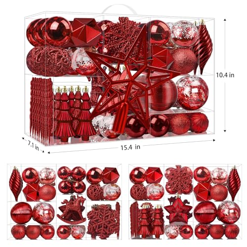 Bolas de Navidad SHareconn de plástico irrompible doradas para árbol set de 100 piezas 3
