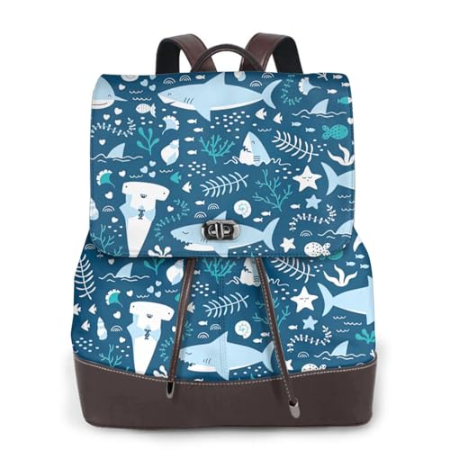 Sac à dos en cuir pour femme poisson bleu petit sac urbain tendance