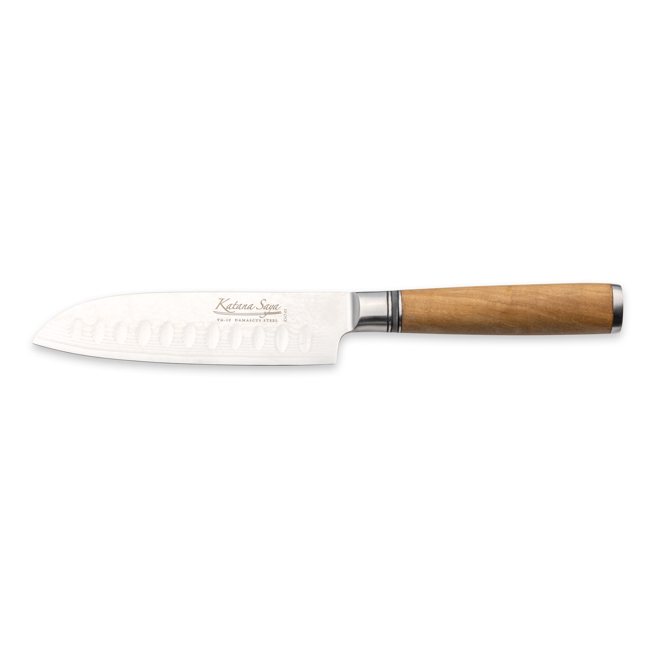 Katana Saya Light Brown Olive Wood 12Cm Blade Santoku Knife, Japanese 67-Layer Vg-10 Damascus Stainless Steel, Natural Olive Wood Handle, Kitchen Knife