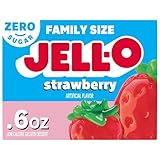 Jell-O Strawberry Zero Sugar Low Calorie Gelatin Dessert Mix, Family Size, 0.6 oz Box