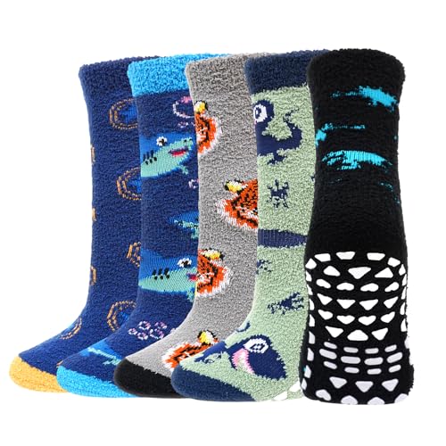 LOFIR Warme Kinder Kuschelsocken für Jungen: Flauschige Thermo...