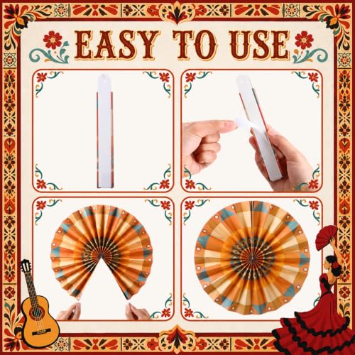 Image of Outus 21 Pcs Native American Heritage Month Decorations Hanging Paper Fans Paper Tissue Pom Poms Classroom Decorations Fans for Southwestern Tribal Ceiling Hanging Decor School Party Supplies