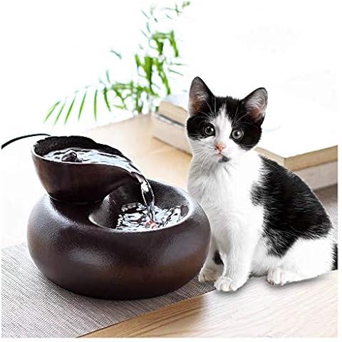 Cat Water Fountain, Automatic Circulation Pet Water Dispenser Portable Hygienic Replaceable Filter Flower Style Water Bowl for Cats, Dogs And Small Animals (Color : Small leaf brown) Cover