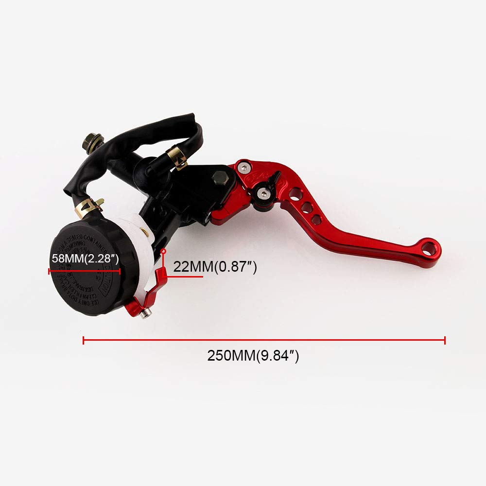 leve freno frizione moto,7/8" 22mm gruppo frizione a clacson regolabile con pompa idraulical,Freno manubrio universale in alluminio,per Honda Suzuki Kawasaki Yamaha D10 (Rosso)