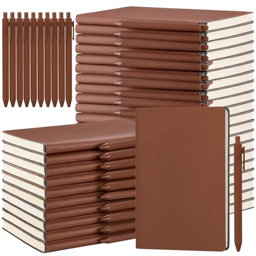 Lot de 30 carnets de notes A5 marron uni écriture travail école