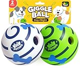 POTING Giggle Ball for Dogs 2 Pack, Glowing Interactive Dog Toys Balls, Rolling Squeaky Toy for Large Medium Small Dogs, Fun Giggle Sounds Attract Attention When Rolled or Shaken - 3.14 inch