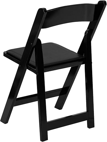 Miniatura 6 de Flash Furniture HERCULES Series Silla plegable de madera negra con asiento acolchado de vinilo
