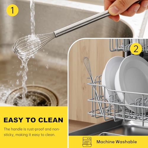 Image of NileHome Mini Whisks Stainless Steel Whisk 11 inch Kitchen Small Wisk Balloon Wire Tiny Whisks for Cooking, Whisking, Blending, Beating, Stirring