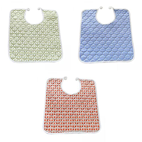 Reusable Washable Adult Disability Bibs 3-Pack - Clothing or for Elderly with Mealtime Spills - Practical Mealtime Aid Apron for Bedridden and Disabled Adults