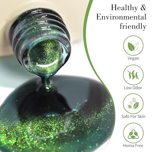 Image of BOLT BEE 9D Galaxy Cat Eye Gel Nail Polish Glitter Magnetic Art Polish for Nail Designs | LED Soak-Off Gel Lacquer Strong & Long-Lasting nail Art for Home & Salon -(Sea Green)