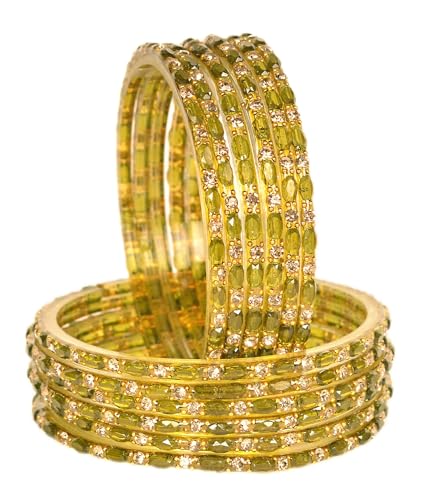 Image of Swara Creations Glass Bangles set for Women | Zirconwork Golden Raindrops Bangles Collection | Ethnic, Festive & Special Occassions(12Pcs)(SKU287)