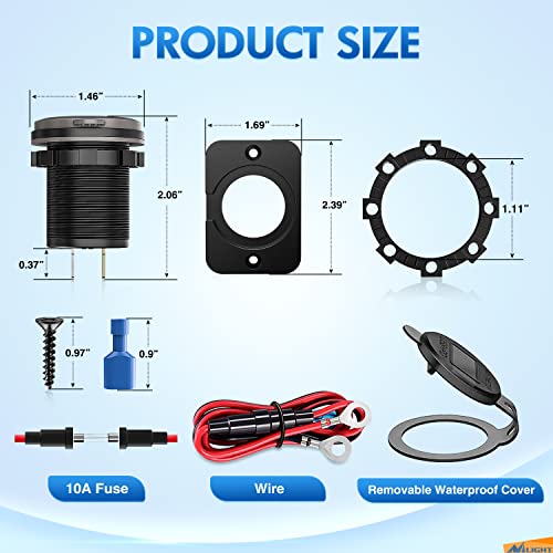 Nilight USB Socket PD Type C and QC 3.0 USB Fast 12V 24V Car Outlet Voltmeter ON OFF Switch Fused Wire Kit Dual Power for Cars Trucks Vans RVs - Thumbnail 5