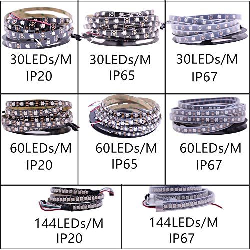 Image of WS2812B LED Strip Individual Addressable Light Full Color SMD 5050 RGB Pixel Strip DC5V (30Pixels /m 150Pixels 16.4FT 150LEDS Waterproof IP65, Black PCB)
